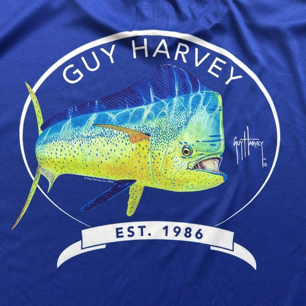 Guy Harvey Men’s Long Sleeve Performance Shirt - Royal Blue.  Size XXL